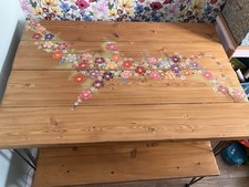 Dining Table & Chairs Benches Unique Shabby Solid Wood Raw Edge Floral Butterfly