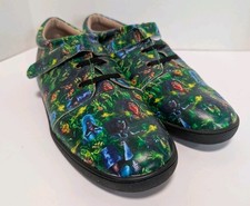 'Little Piggies' Green Cartoon Print Funky Dress Shoes Low-Top Mens Sz 42/US 8.5
