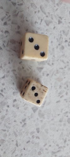Antique bone bovine dice - antique,