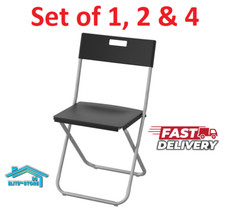 New IKEA Folding Chair Gunde Black Steel Polypropylena Plastic Seat Garden