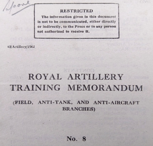 Ww2 royal artillery memorandum - ww2,