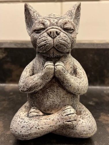 French bulldog meditating yoga - french,