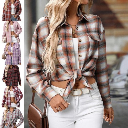 Ladies checked shirts casual - checked,