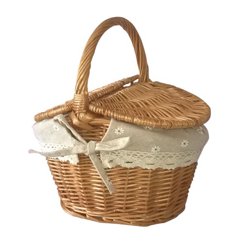 Wicker picnic basket with lid - wicker,