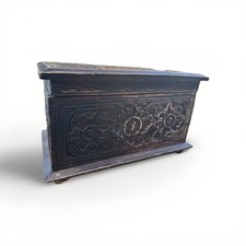 Antique Oak Wooden Bible Box /