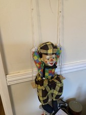 Beautiful Vintage Clown Seated On A Seat For Hanging In A Room Ceramic Face