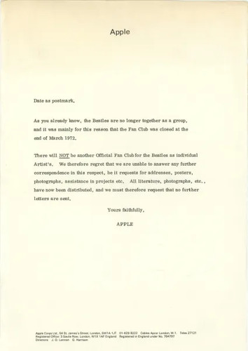 Beatles fan club closing - beatles,