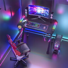 100x60cm R-shaped RGB Led Gaming Desk Home Office Table 3D Carbon Fibre Surface