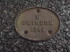 GWR Coach Wagon Plate Swindon Works Worksplate Carriage Western Region 1949