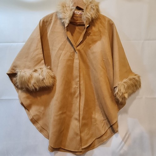 Women beige faux fur trim - faux,