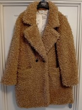 Next Teddy Coat, Button up, Lined, 2 Front pockets, Cosy & Warm - Size L