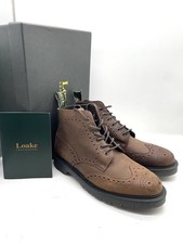 Loake Gage Mid Ankle Boots Brogue Oiled Leather Men Uk 8 F 42 New