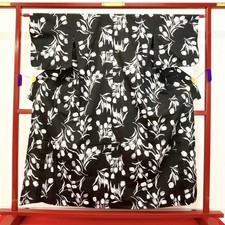 Japanese Kimono 'YUKATA' Cotton/Black/Tulip/Traditional/Cute/Length:159cm N953