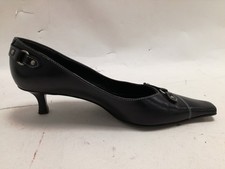 Roberto Vianni Black Leather Kitten Heel Shoes Size 40 Made in Italy