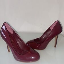Ella Lux Burgundy Patent Stiletto Court Shoes Size 5