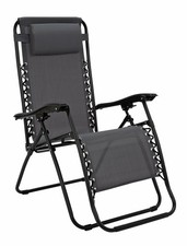 Home Zero Gravity Outdoor Chair Recliner Sun Lounger  - Grey - 1 Year Guarantee