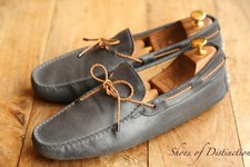 Tod's Tods Blue Rough Out Suede Lace Driving Shoes Loafers Mens UK 9 EU 43 US 10