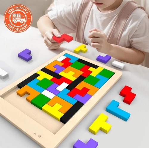 Colorful wooden tangram puzzle - colorful,