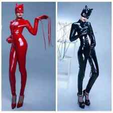 Women Faux Leather Catsuit Bodysuit Wet Look Bodycon Cosplay Costume Jumpsuito?
