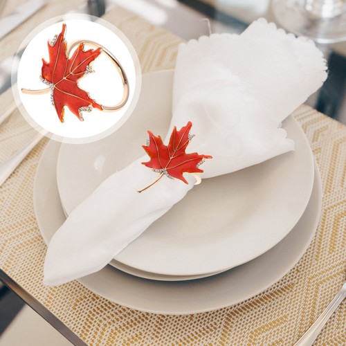 Orange maple leaf napkin rings - maple,