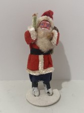 Antique Paper Mache Santa Clause With Christmas Bag Made In Occupied Japan