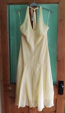 Bay pastel yellow layered chiffon bias cut halterneck evening or summer dress 14