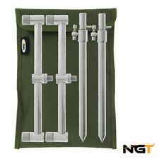 NGT Buzz Bar 2 Rod Set Bank Sticks Stainless Steel Carp Fishing with Case