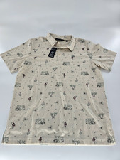 NWT Travis Mathew Men's Size L Beige Cookie Swap Volkswagen VW Golf Polo Shirt