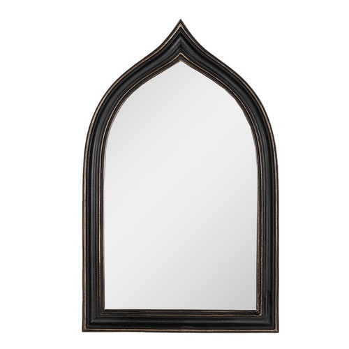 Black wall mirror - gold, 26cm