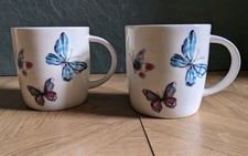 2x Laura Ashley Butterflies Design Bone China Mugs  Excellent Condition