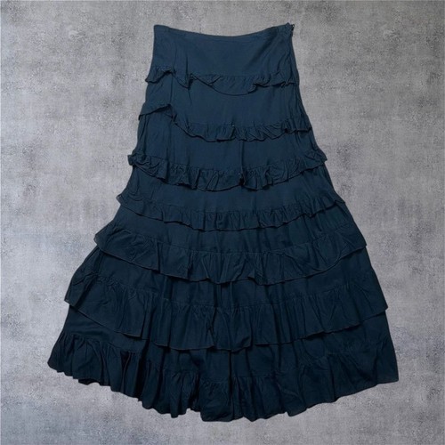 Tiered ruffle maxi skirt black - tiered,
