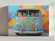 Cats In Colourful Retro Hippie