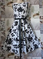 Elegant Vintage Floral Design 60's Rock & Roll Full Skirt Tea Party Dress New