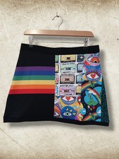 Retro Music Mini Skirt Size 14 - 16 Handmade Alternative Clothing Rainbow Skater