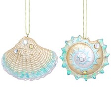 Gisela Graham Shell Christmas Tree Mermaid Hanging Decoration Sea Shells x 2