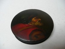 Antique Snuff Box Stobwasser Hand Painted Paper Mache Box c early 19th century