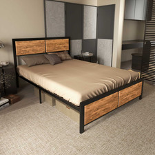 Rustic Brown Steel Double Bed