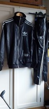 Adidas Chile 62 Men's TrackSUIT FULL SET Shiny Wet Look Black