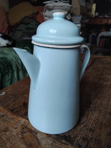 Vintage enamel coffee - pot, pale