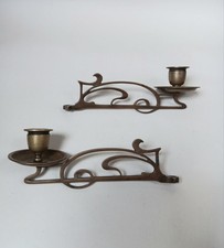 Antique Art Nouveau Brass Piano Sconces or Wall Brackets