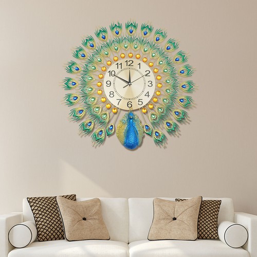 Metal wall clock peacock - wall,