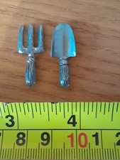 Miniature Pewter Fork And Trowel Gardening Set - Dolls House Perhaps 