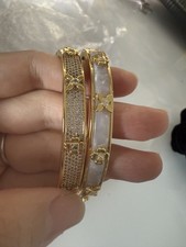 2x Signed Kate Spade New York Heritage Bloom Hinged Pave Bangle Gold £160