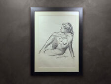 VINTAGE JOHN WORSLEY CHARCOAL NUDE FRAMED AND MOUNTED, SIGNED