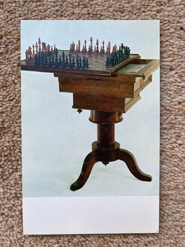 Ussr postcard wooden chess - wooden,