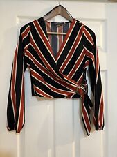 Primark Size 6 Stripey wrap red black cream blouse holiday fancy dress