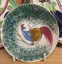 ANTIQUE ENGLISH PEAFOWL SPATTERWARE SPONGEWARE PLATE 19th C (1830) 4.25" DIAM