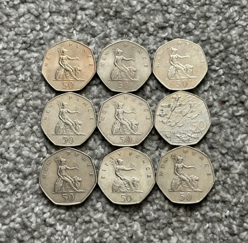Old large 50p fifty pence - x,