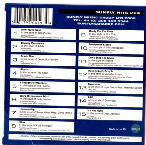 Sunfly karaoke hits 264 - karaoke, volume