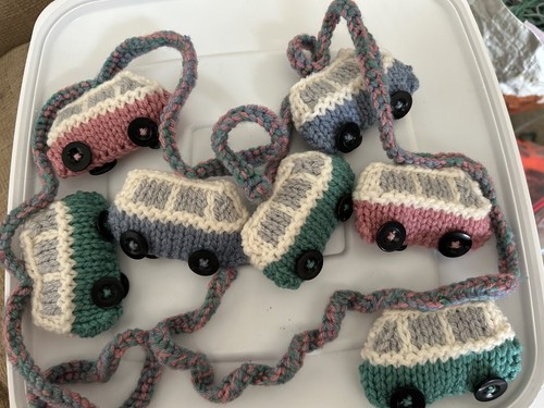 Hand knitted camper van - hand,